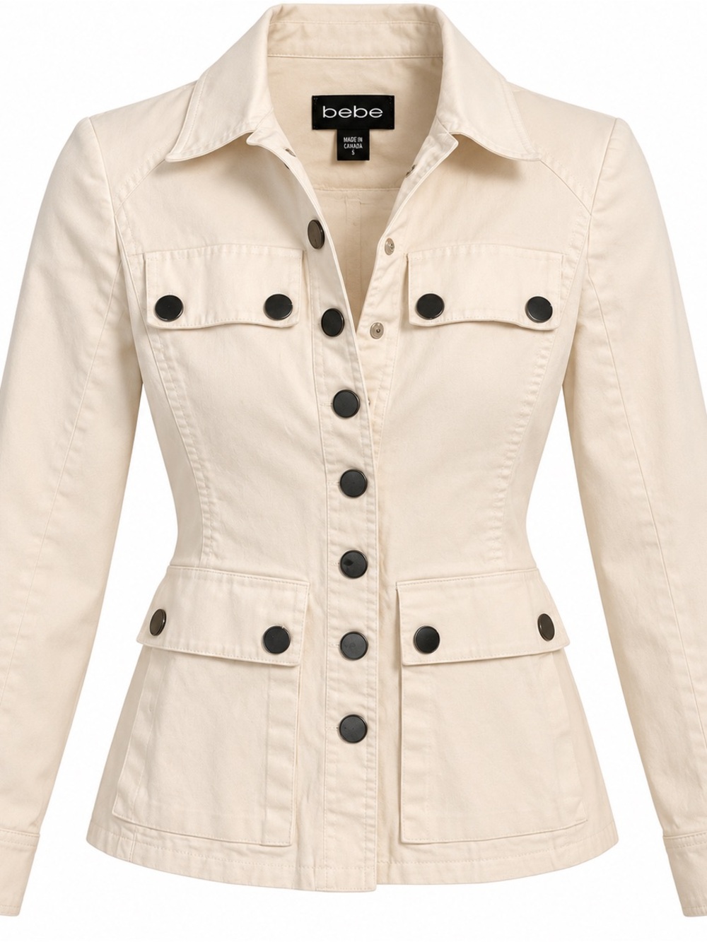 bebe Cream Utility Button-Front Jacket